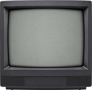 Vintage CRT display monitor isolated on transparent background