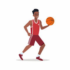 Naklejka premium Basketball Player Dribbling Ball