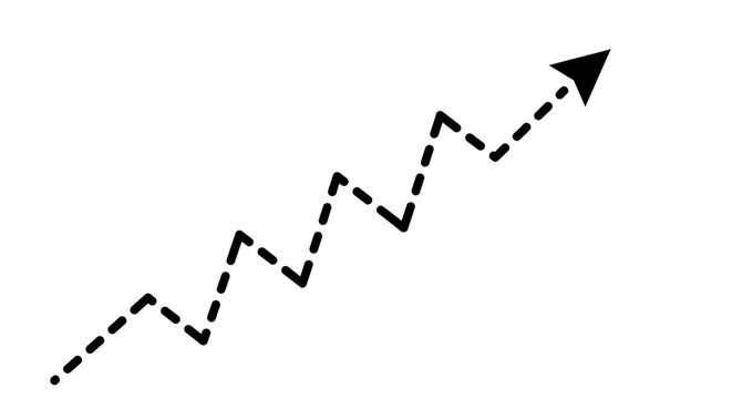 Dashed zigzag arrow line pointing upwards