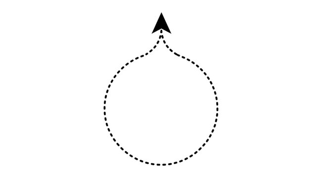 Dashed circular path with an upward pointing arrow