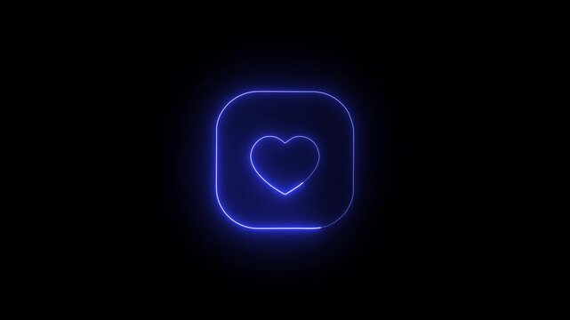 Glowing Neon Heart Love Icon Loop Animation 