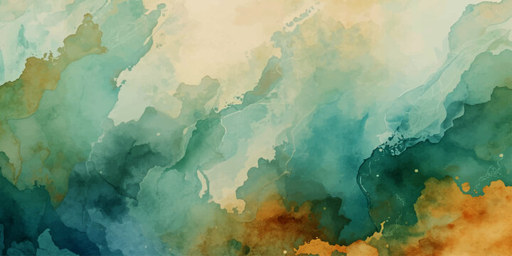 Abstract watercolor world map vintage atlas background with grunge paper texture and blue sky clouds earth illustration art design