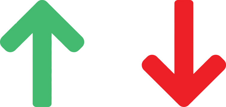Green up arrow and red down arrow symbols representing direction and progress
