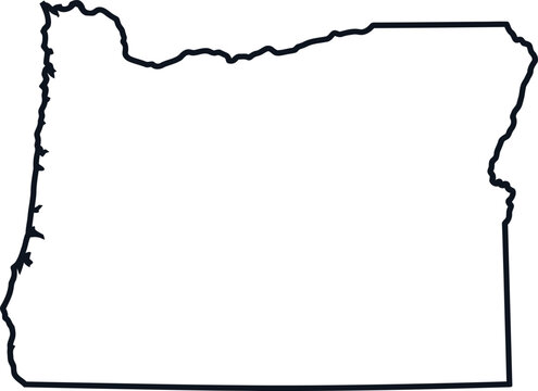 Simple black outline map of oregon state in the united states