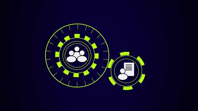 Digital teamwork and document icons on dark background network. Corporate digital teamwork and document icons for business workflows. Professional digital teamwork icons.