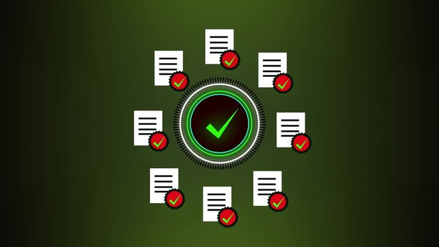 Digital checklist and approval process with centralized verification. Corporate digital checklist and approval process for tracking. Professional digital checklist.