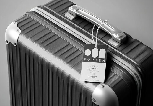 Stylish Modern Suitcase With Tag Mockup PSD