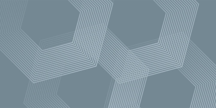 Abstract hexagon lines on gray background. Geometric stripe line art design modern