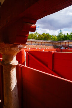 Architectural Framing of Las Virtudes Red Barriers