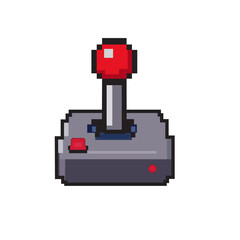 Pixel art arcade joystick icon featuring a classic gaming controller, ideal for retro games, gaming assets, indie game development, user interfaces and nostalgic projects © Muhamad Tsani
