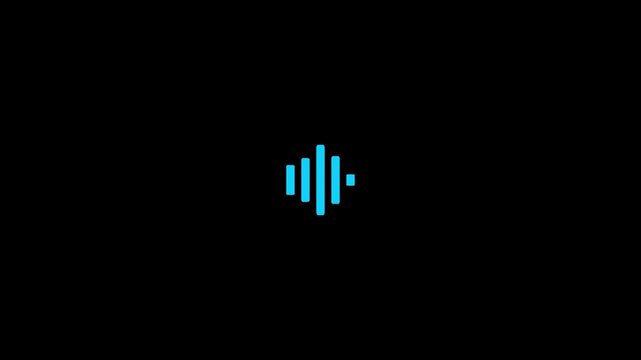Abstract audio wave animation with digital frequency spectrum lines on a black background.