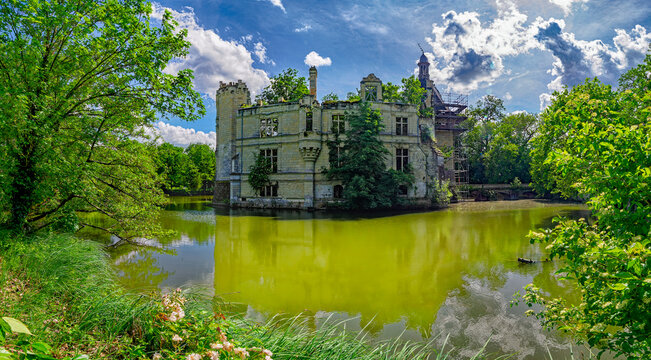 Abandoned Chateau de la Mothe Chandeniers in Les Trois Moutiers, France