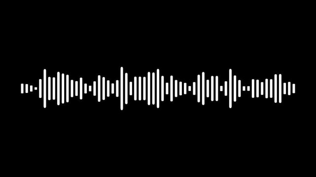 sound waves on black background. Black and white looping animation audio visualization effect.
