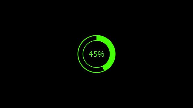 Circular progress indicators filling over time on black background