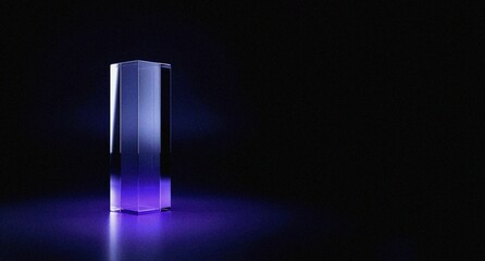 3D Neon Glass Podium for Product Display, Dark Abstract Showcase Background
