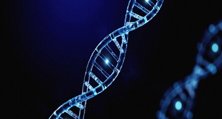 Abstract Biotech Glass DNA Double Helix, Medical Technology 3D Illustration