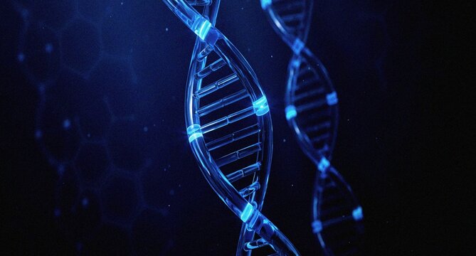 Abstract Biotech Glass DNA Double Helix, Medical Technology 3D Illustration