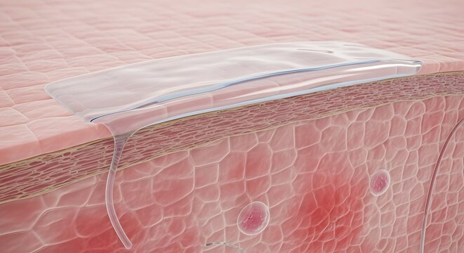A close up view of a pink mattress with a white sheet pulled back