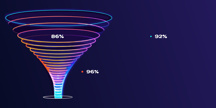 Funnel Shape With Glowing Bands Vector Illustration