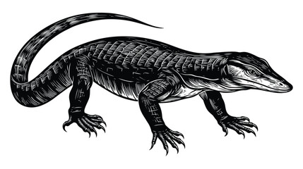 Fototapeta premium Lizard icon vector drawing of a reptile in nature with wildlife