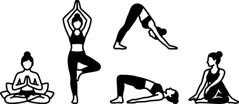 yoga poses for flexibility and balance in different stances and positions