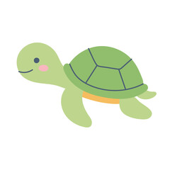 Obraz premium Cute pastel sea turtle in naive doodle style. Flat vector illustration. Ideal for kids design, nursery and education.
