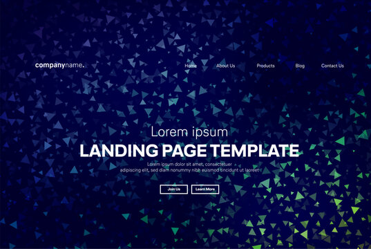 Abstract modern technology Landing page template, flowing line digital technology, smooth particle wave, big data techno design concept background wallpaper, Annual reports, flyer, poster, cover. EPS 