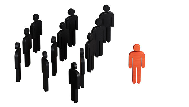 A wooden figure standing with a team to influence and empowerment. Concept of leadership, successful competition winner and Leader with influence