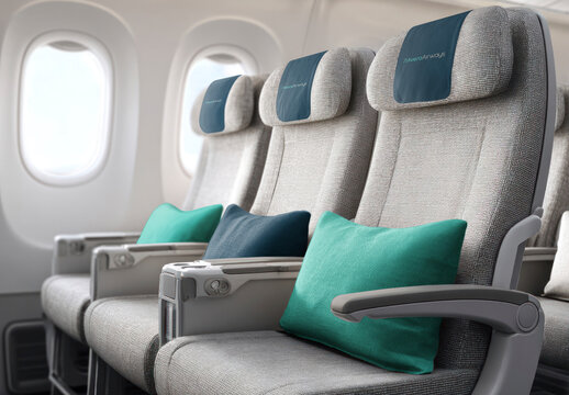 Comfortable Airplane Seats Interior Mockup PSD