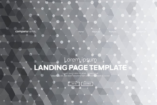 Abstract modern technology Landing page template, flowing line digital technology, smooth particle wave, big data techno design concept background wallpaper, Annual reports, flyer, poster, cover. EPS 
