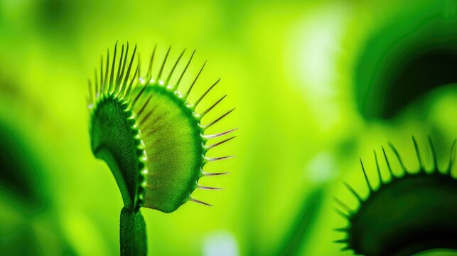 flytrap. A Venus flytrap with its sealed leaf chamber in a swamp, macro view. gardening catalogs, home-decor guides, designed for home decor and floral branding, used by sales representatives.