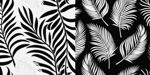 Tropical Leaf Pattern A Bold Black And White Vector Illustration © Topoti