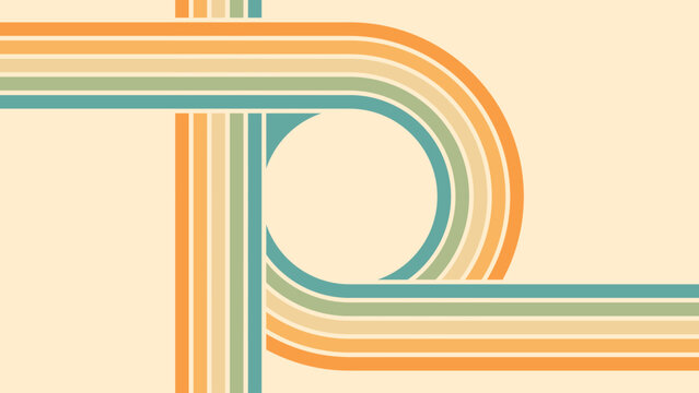 Abstract background of rainbow groovy Wavy Line design in 1970s Hippie Retro style. Vector pattern ready to use for cloth, textile, wrap and other.