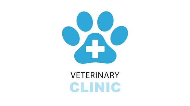 Veterinary icon with little paw and cross.