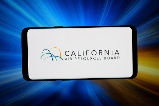 Stuttgart, Germany - 06-08-2026: In this photo illustration, the logo of California Air Resources Board (CARB, ARB) is displayed on a smartphone in front of abstract background on computer screen.