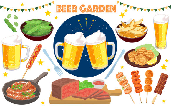 ビアガーデンのイラスト