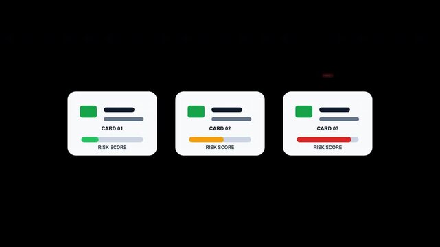 Three rectangles in green, yellow, and red with card labels for business data graphics. Perfect for infographics and financial presentations.