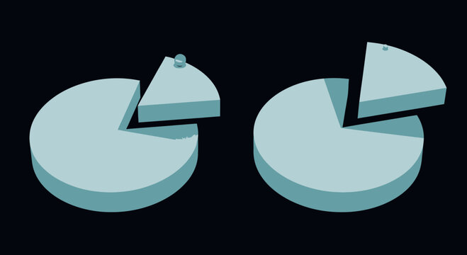 3D Pie Chart Infographic Elements with Detached Segments