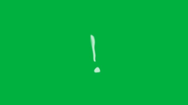 Chalk Exclamation Point Doodle Alert Green Screen Overlay Stop Motion 4K