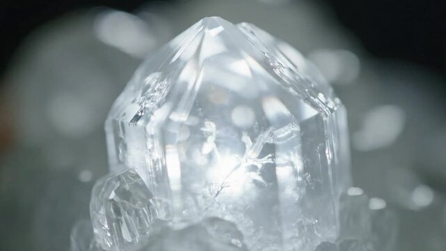 Close-up of a clear crystal gemstone.