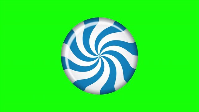 Striped sugar candy animation. Striped peppermint candy isolated. 4K animation for new years day, winter holiday, dessert, new years event