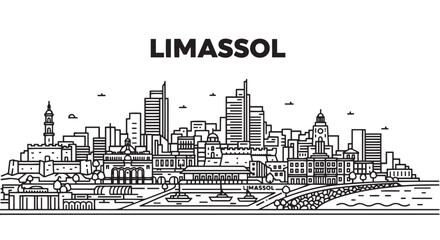 Fototapeta premium Limassol Skyline Illustrates Coastal Cityscape