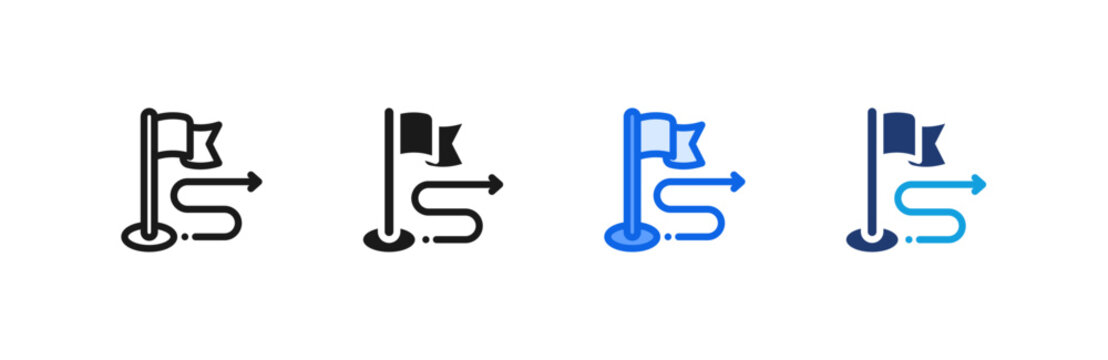 Getting Started Path Flag Icon multiple style collection. Vector illustration.