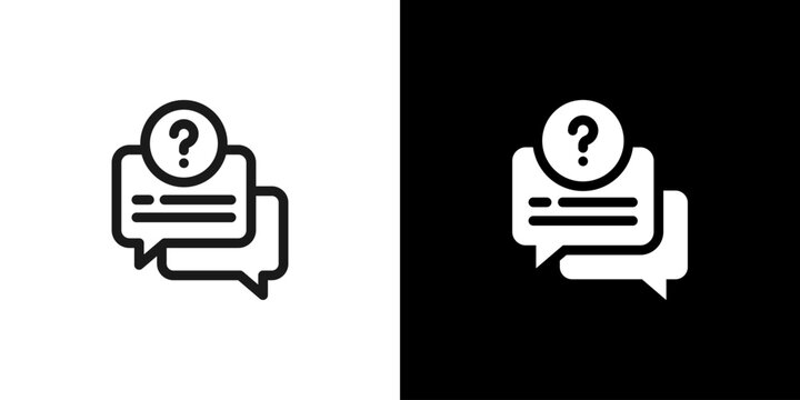 FAQ Frequently Asked Questions Icon concept with flat Black White Background. Vector illustration.