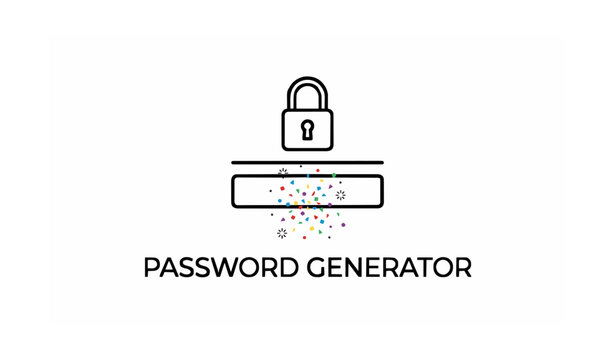 Password generator concept icon with secure padlock and colorful abstract particle explosion vector