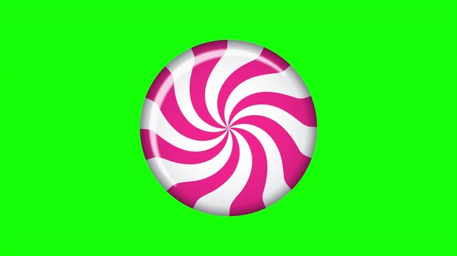 Striped sugar candy animation. Striped peppermint candy isolated. 4K animation for new years day, winter holiday, dessert, new years event