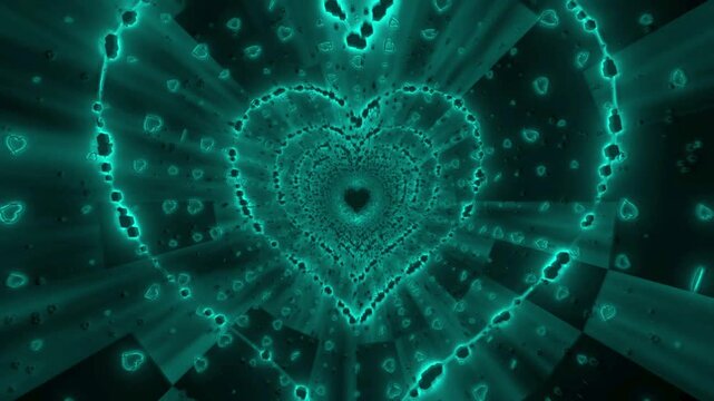 Dark Cyan Heart Reactor Particle Tunnel 4K Seamless Loop