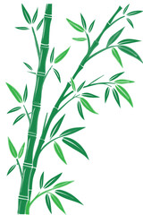 Fototapeta premium Watercolor green bamboo stalks and leaves illustration in traditional style