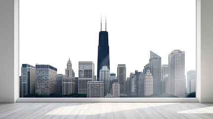 Fototapeta premium Distant city skyline seen across calm water