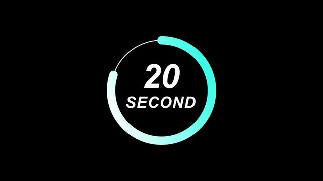 Animated 25 Second Timer Inside Colourful Gradient Circle on Black Background for Countdown Displays and Motion Graphics Projects